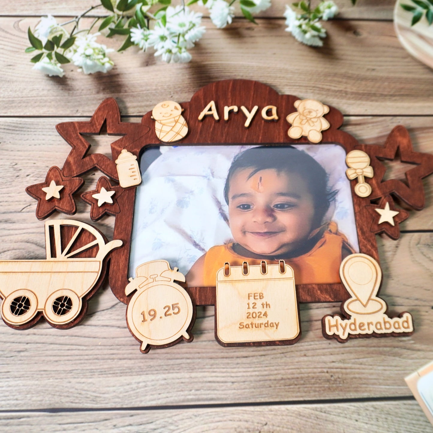 Personalized Baby Photo Frame | Single Layer | Style 10