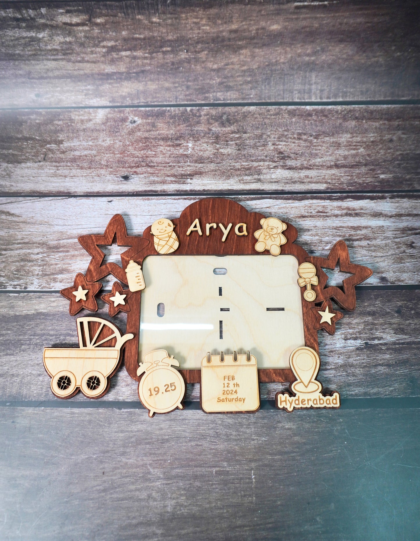Personalized Baby Photo Frame | Single Layer | Style 10