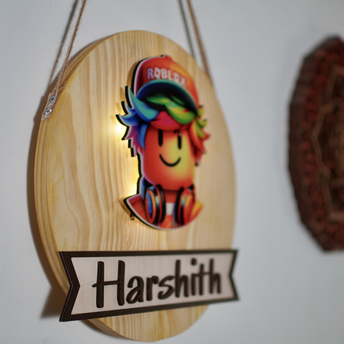 Kids Roblox Theme Name Plate With LED Lighting