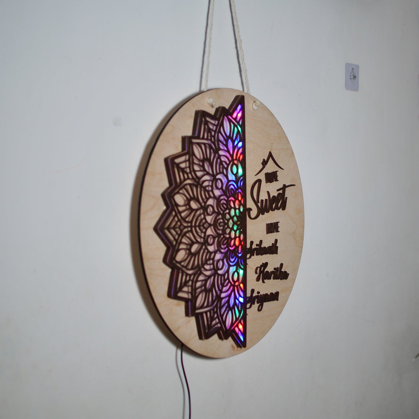 Mandala Style Home Sweet Home wall hanging with lights