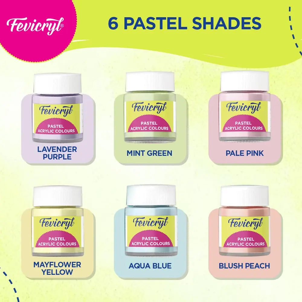 Fevicryl Pastel Acrylic Colours Kit - 6 Shades