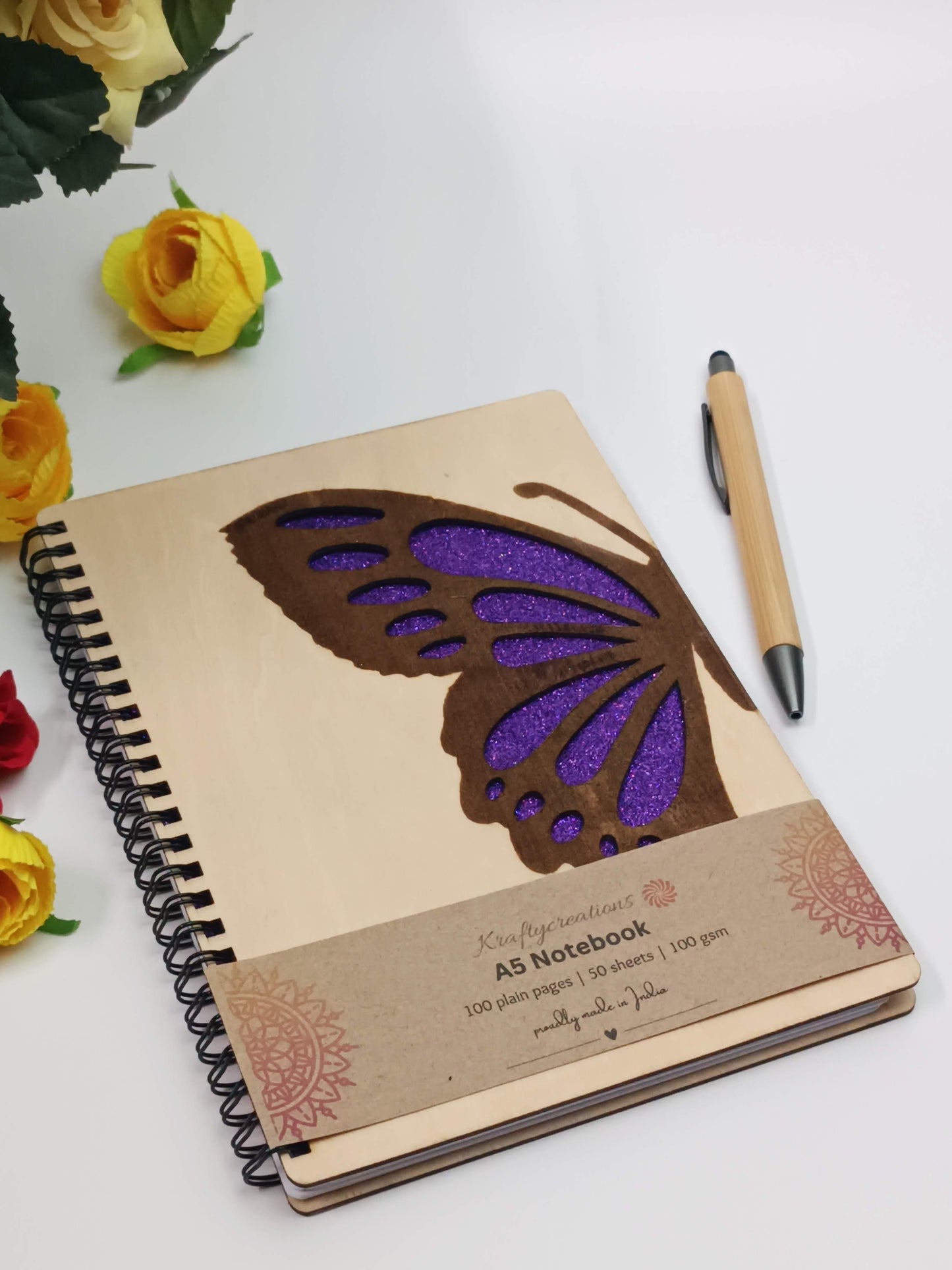 Butterfly Wooden Notebook