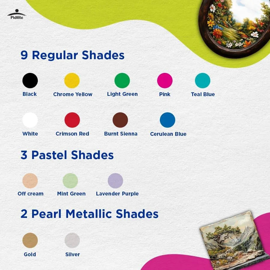 Fevicryl Acrylic Colours - Carnival Kit - 14 Shades