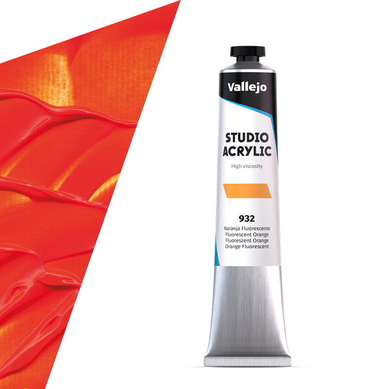 21.932 Vallejo Studio Acrylics - Fluorescent Orange - 58 ML