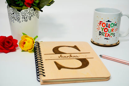 Monogram Wooden Cover Notebook