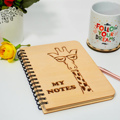 MyNotes Giraffe Wooden Cover Notebook