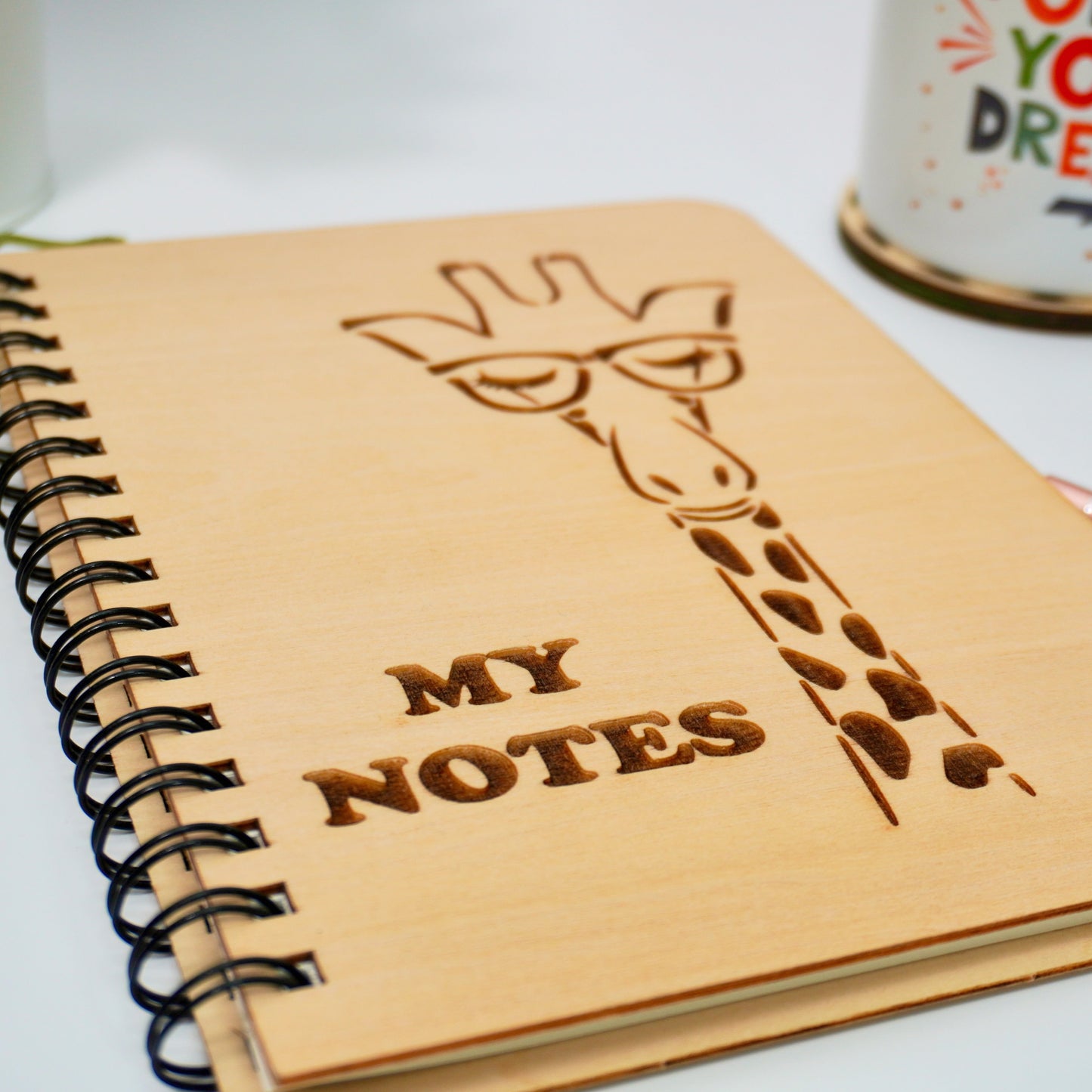 MyNotes Giraffe Wooden Cover Notebook