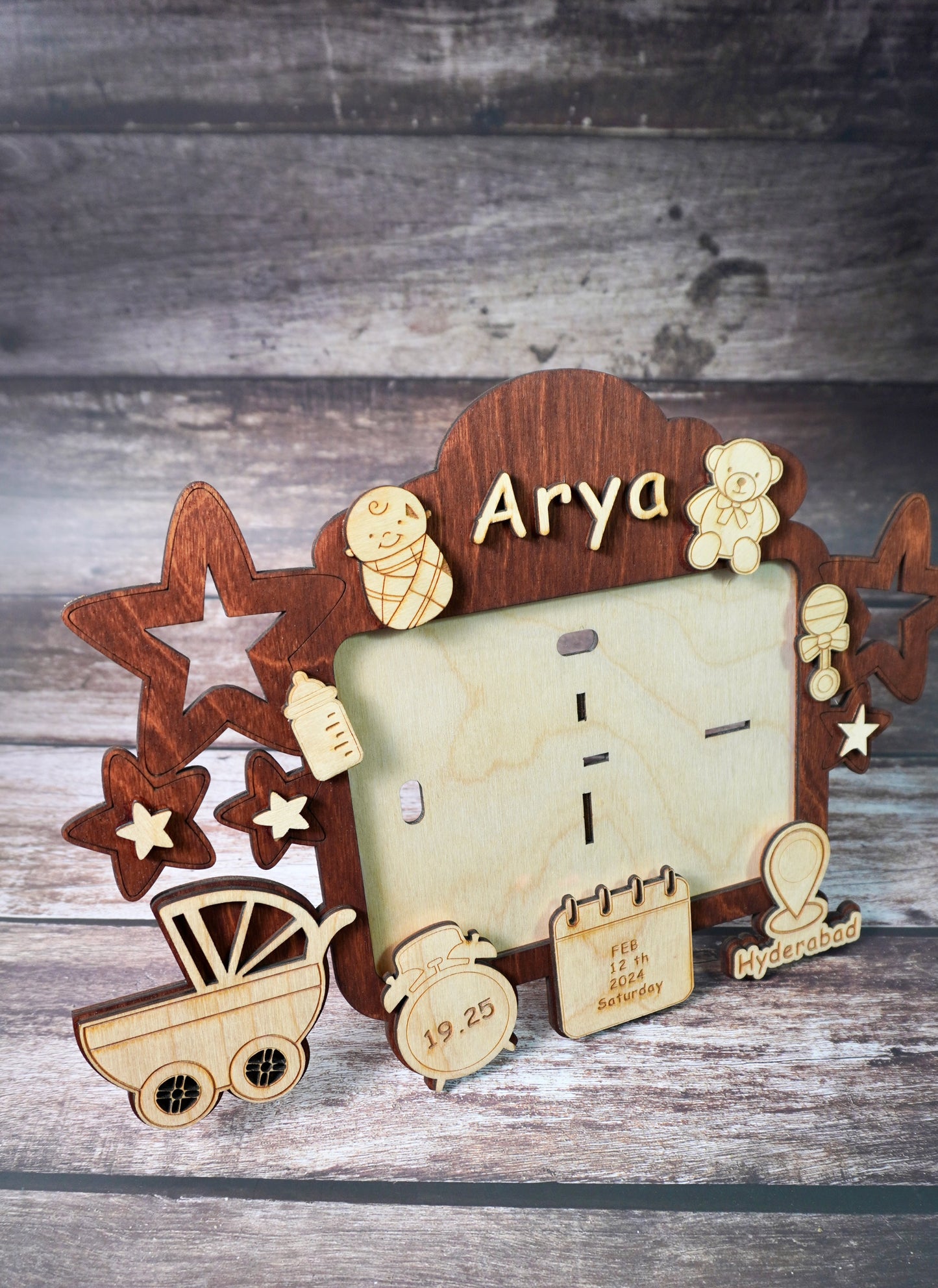 Personalized Baby Photo Frame | Single Layer | Style 10