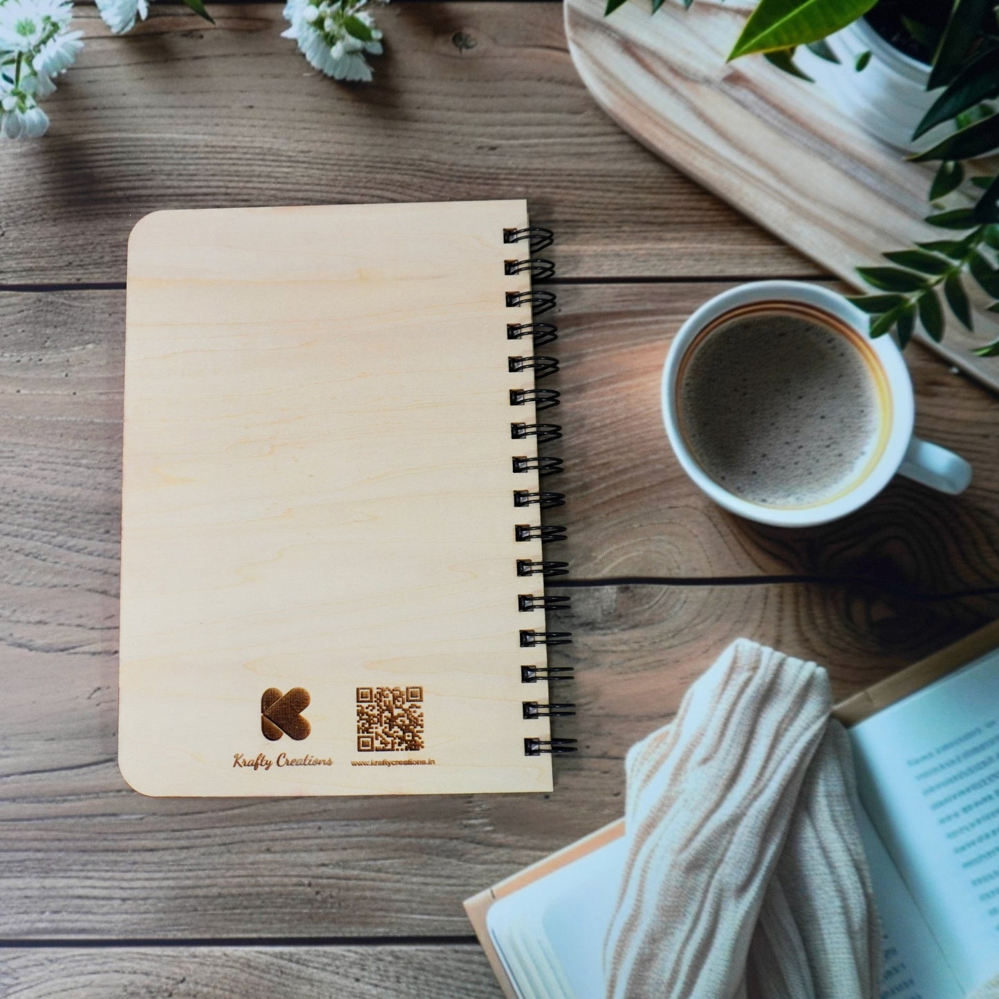Heart Tree Wooden Cover Notebook | Personalized
