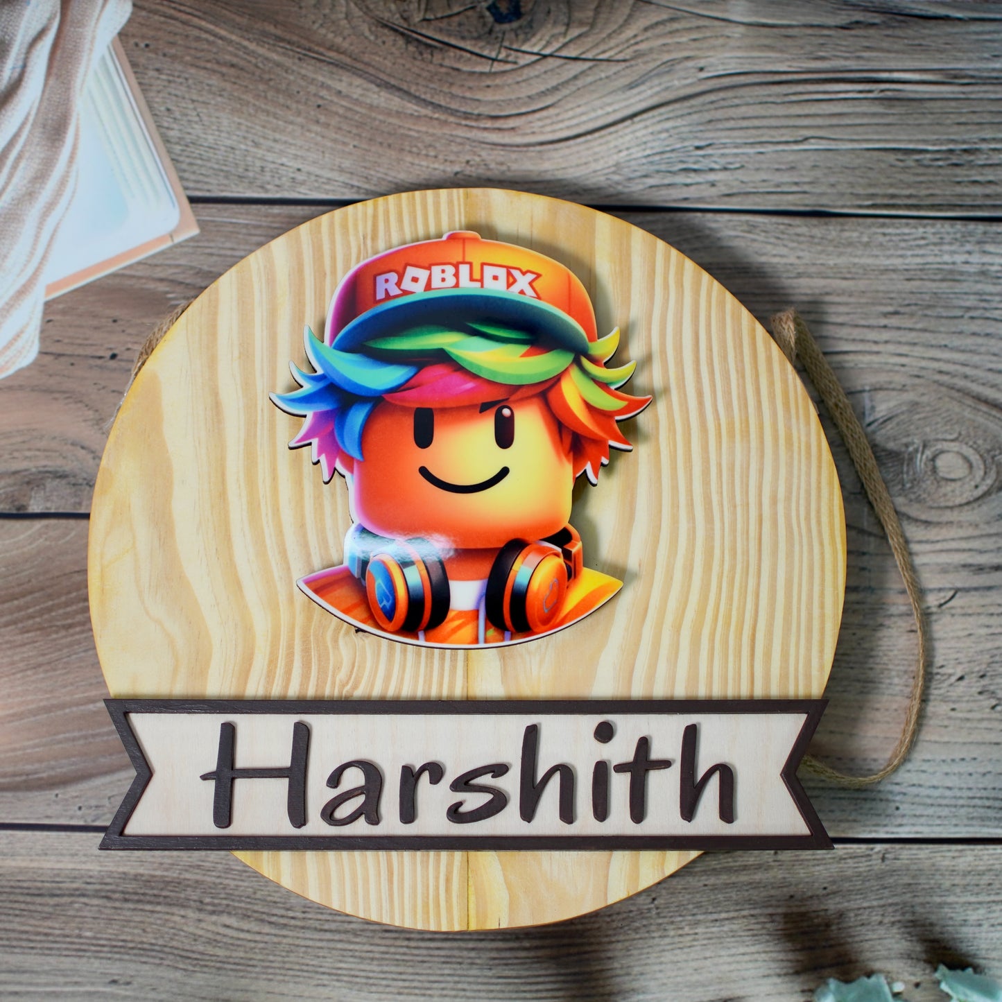 Kids Roblox Theme Name Plate With LED Lighting