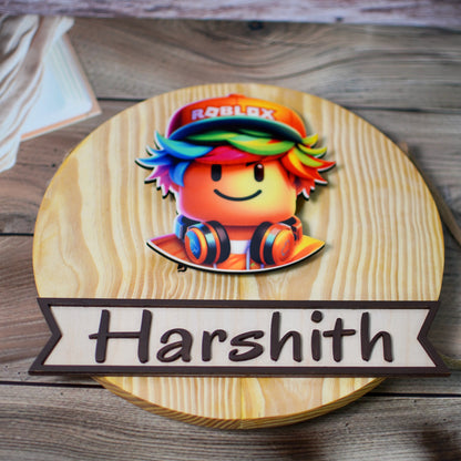 Kids Roblox Theme Name Plate With LED Lighting