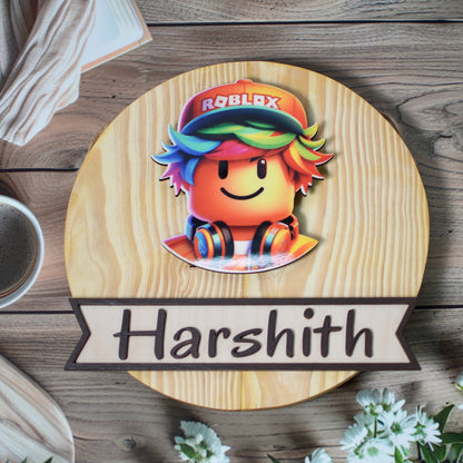 Kids Roblox Theme Name Plate With LED Lighting