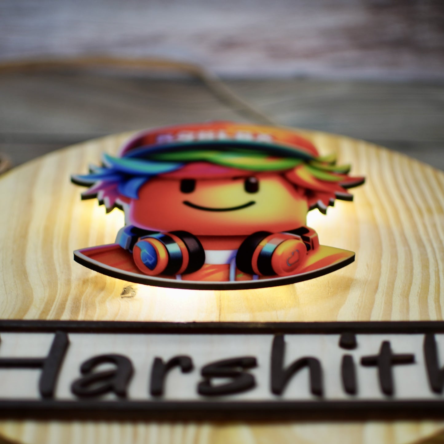 Kids Roblox Theme Name Plate With LED Lighting