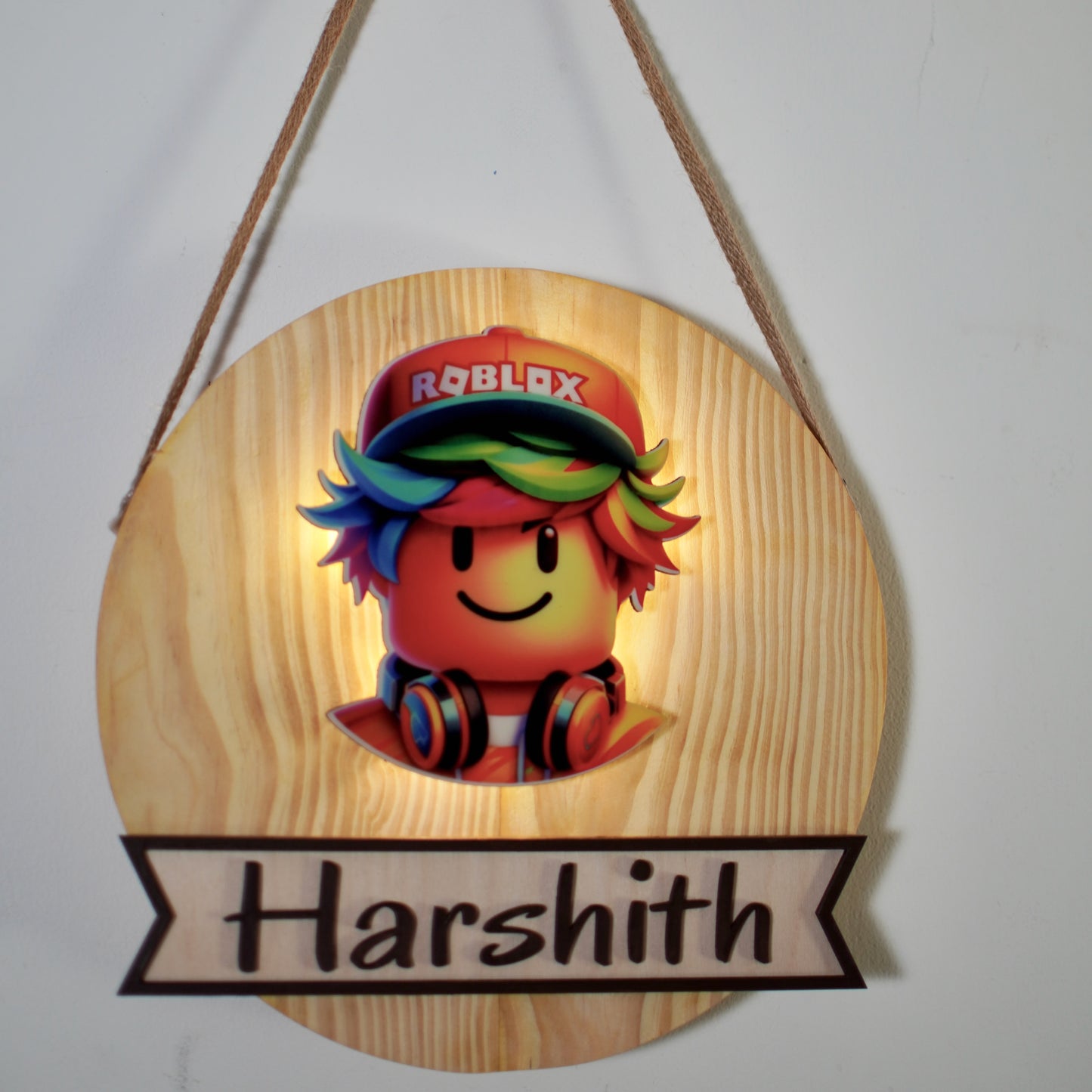 Kids Roblox Theme Name Plate With LED Lighting