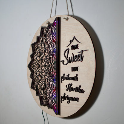 Mandala Style Home Sweet Home wall hanging with lights