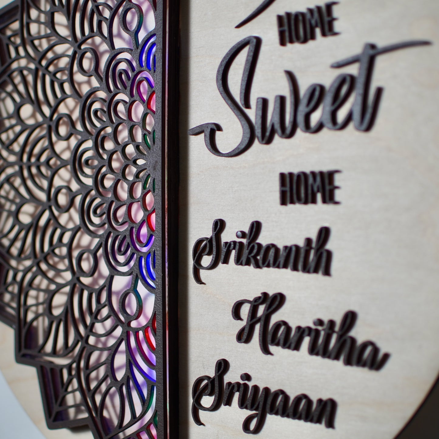Mandala Style Home Sweet Home wall hanging with lights