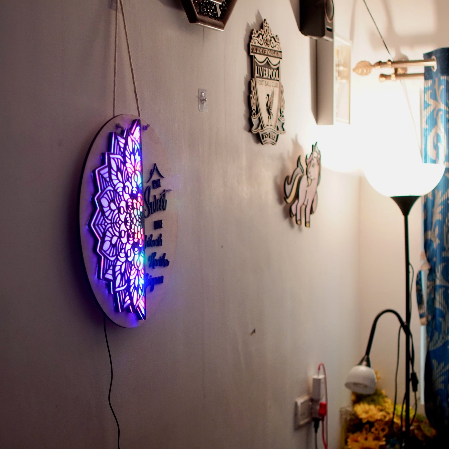 Mandala Style Home Sweet Home wall hanging with lights