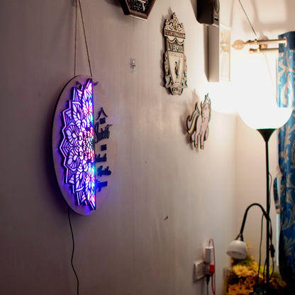 Mandala Style Home Sweet Home wall hanging with lights