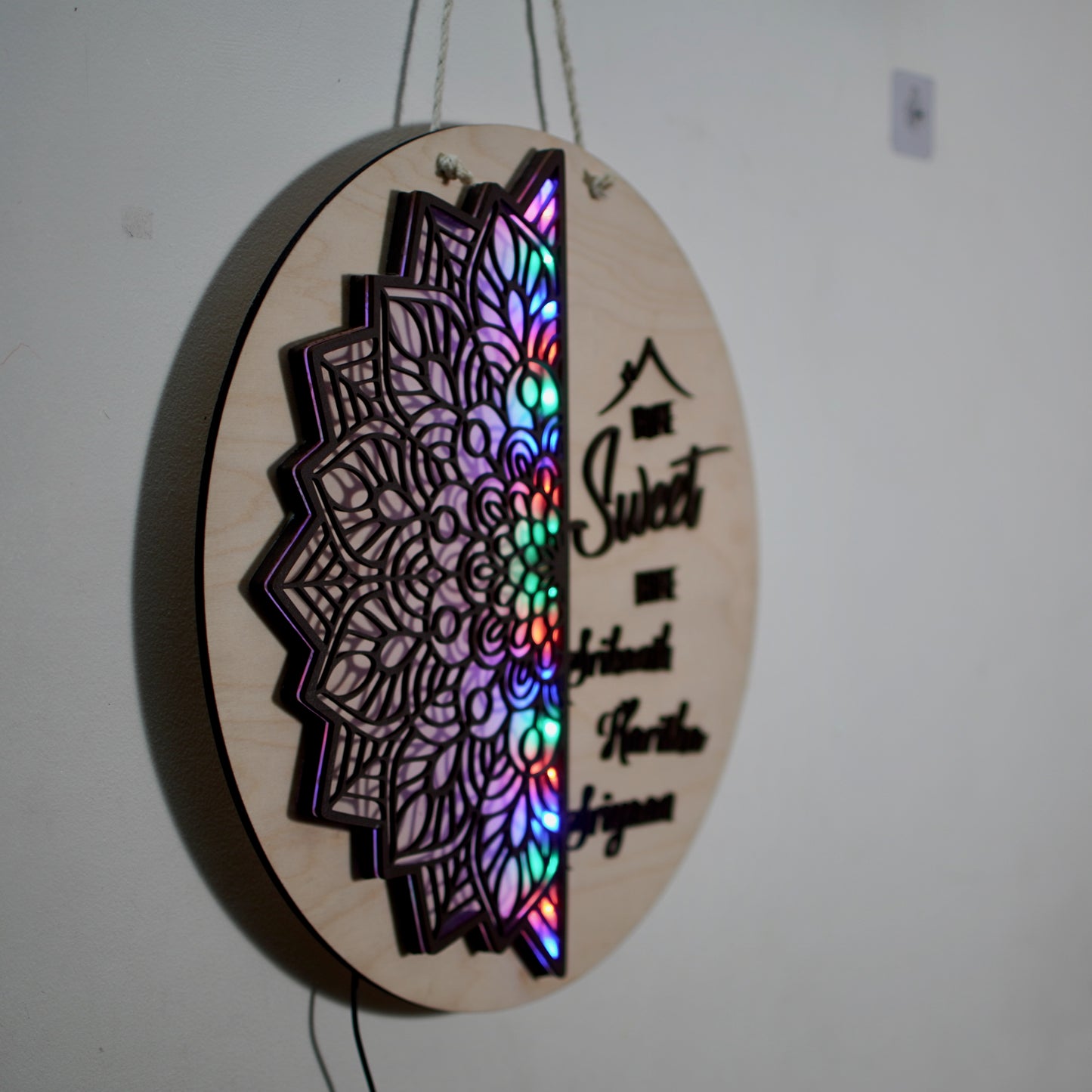 Mandala Style Home Sweet Home wall hanging with lights