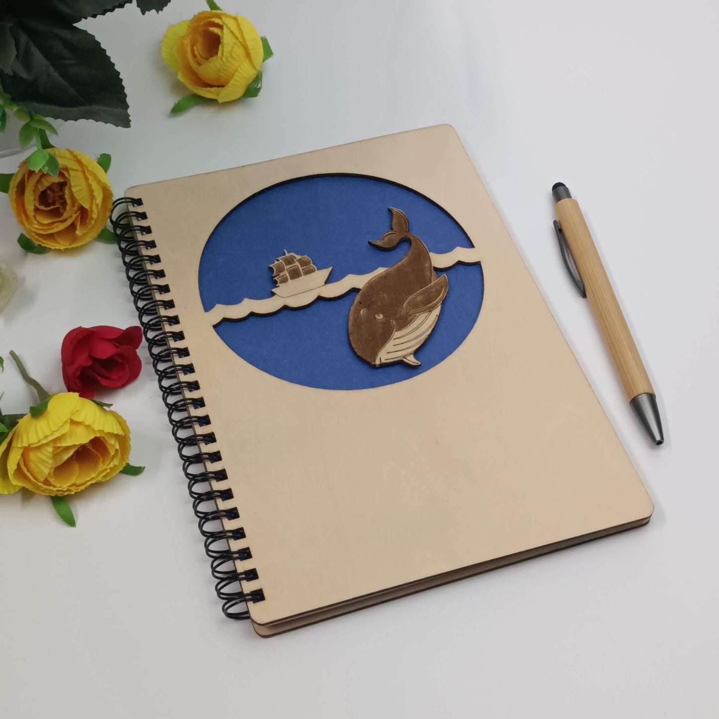 Whale Wooden Notebook