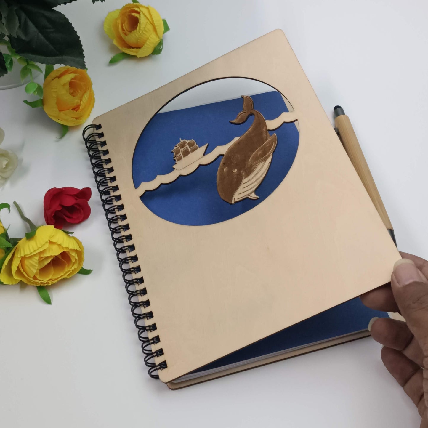 Whale Wooden Notebook