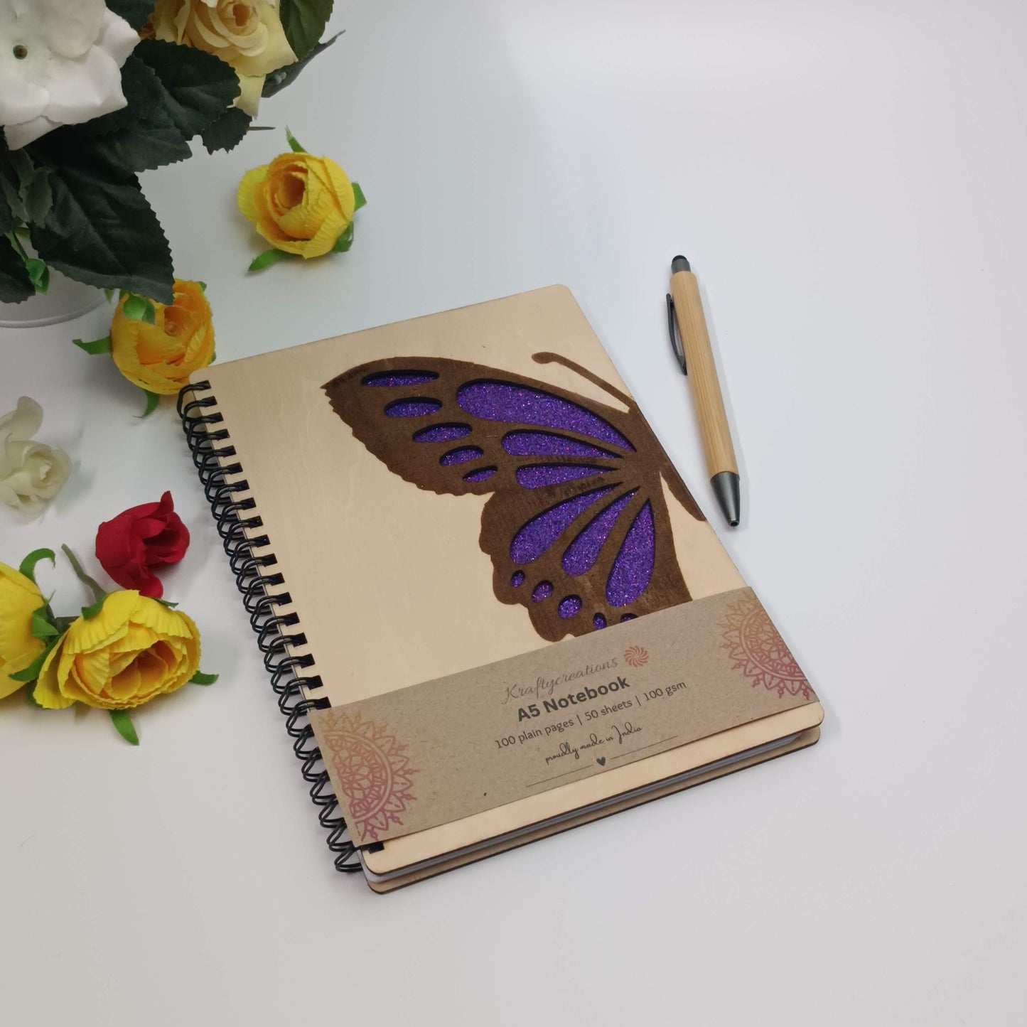 Butterfly Wooden Notebook