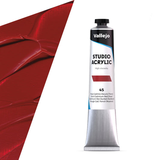 21.045 Vallejo Studio Acrylics - Dark Cadmium Red (Hue) - 58 ML