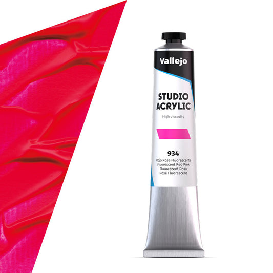21.934 Vallejo Studio Acrylics - Fluorescent Red Pink - 58 ML